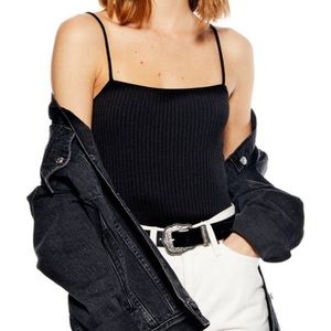 Topshop Ribbed Square Neck Bodysuit
